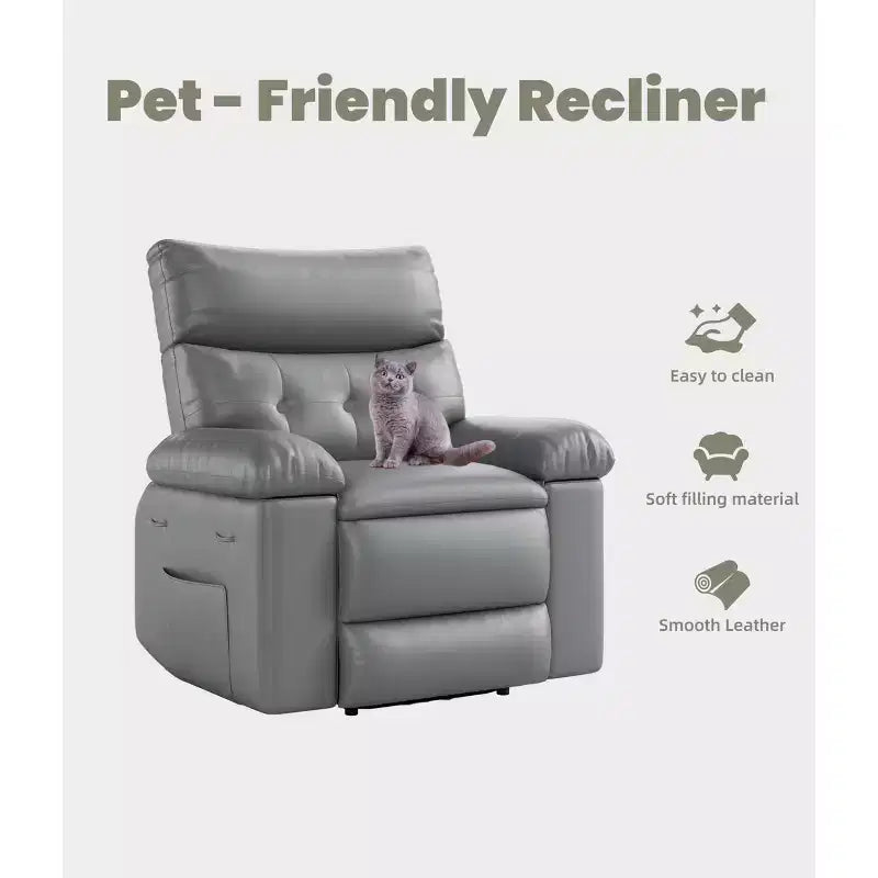 Poltrona Reclinabile Oversize - Grande Recliner Manuale in Similpelle PU per Adulti, Poltrona Relax dal Comfort Eccezionale