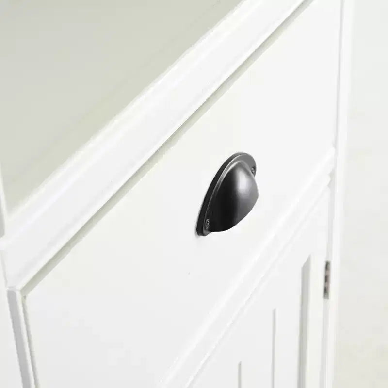 Mobile espositore indipendente con 1 cassetto, mobiletto contenitore in stile rustico, organizer in legno, dispensa, libreria retrò, vetrinetta, bianco
