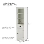 Freestanding Display Cabinet with 1 Drawer, Farmhouse Storage Cabinet Wooden Organizer Pantry Retro Bookshelf Bookcase Hutch Cabinet, White