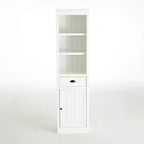 Freestanding Display Cabinet with 1 Drawer, Farmhouse Storage Cabinet Wooden Organizer Pantry Retro Bookshelf Bookcase Hutch Cabinet, White