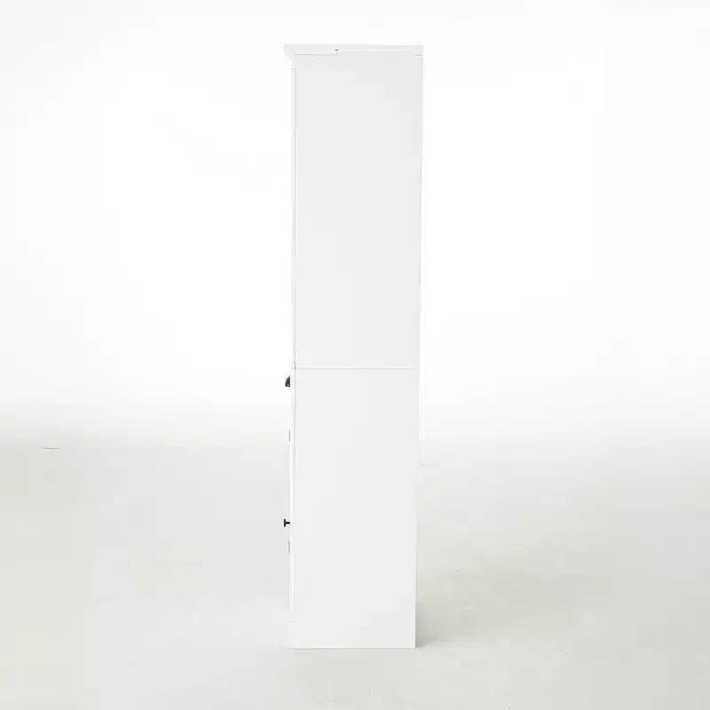 Mobile espositore indipendente con 1 cassetto, mobiletto contenitore in stile rustico, organizer in legno, dispensa, libreria retrò, vetrinetta, bianco