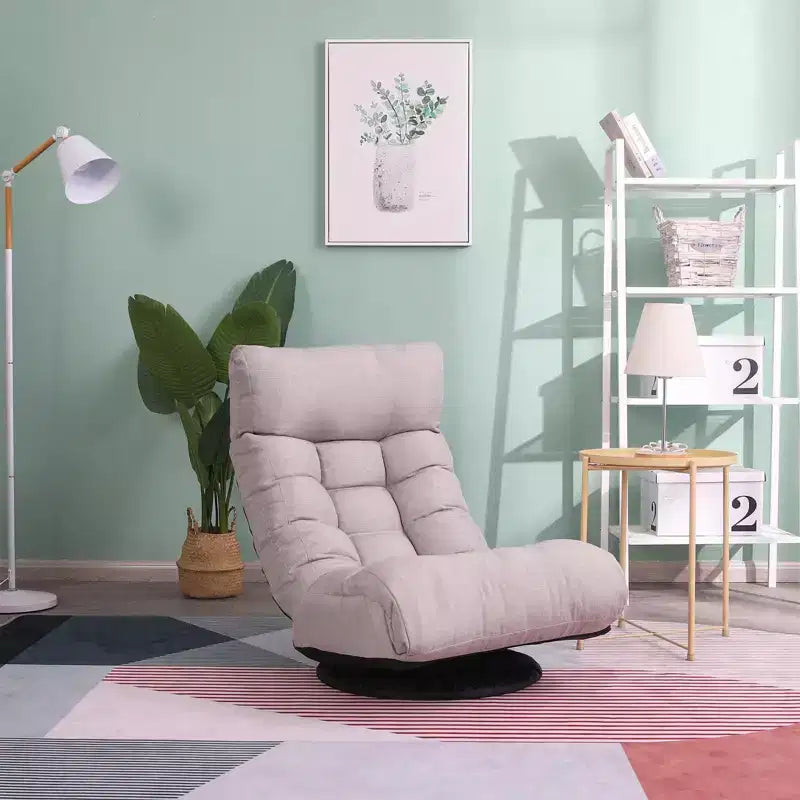 Sedia da pavimento giapponese con poggiapiedi, sedia reclinabile regolabile con base girevole, divano tatami singolo per soggiorno camera da letto, grigio