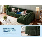 Divano componibile da 105 - divano in velluto a L con ricarica USB (verde smeraldo)