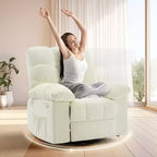 Schaukel-Sessel, drehbarer, gepolsterter Gleiter mit tiefer Sitzfläche und Seitentaschen für Wohnzimmer oder Schlafzimmer