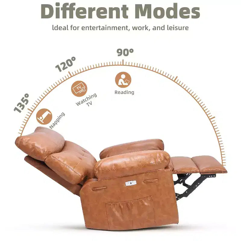 Poltrona Reclinabile Larga Oversize - Calore e Massaggio, Grande Recliner Manuale in Pelle PU per Adulti, con Imbottitura in Spugna 1.5X e Meccanismo di Reclining Facile