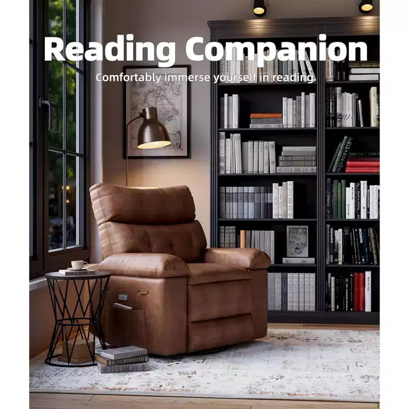 Poltrona Reclinabile Larga Oversize - Calore e Massaggio, Grande Recliner Manuale in Pelle PU per Adulti, con Imbottitura in Spugna 1.5X e Meccanismo di Reclining Facile