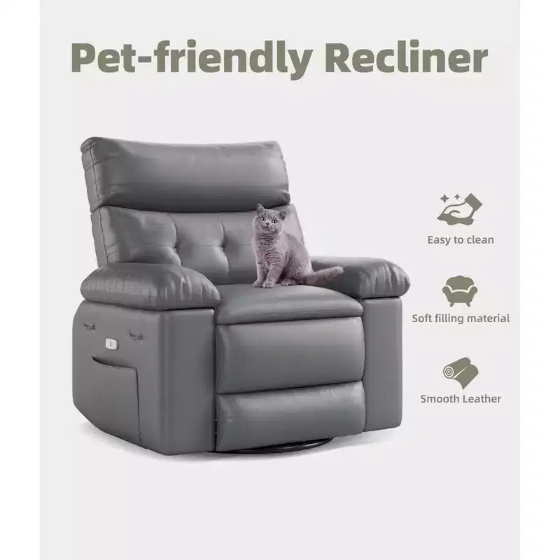 Poltrona Reclinabile Larga Oversize - Calore e Massaggio, Grande Recliner Manuale in Pelle PU per Adulti, con Imbottitura in Spugna 1.5X e Meccanismo di Reclining Facile