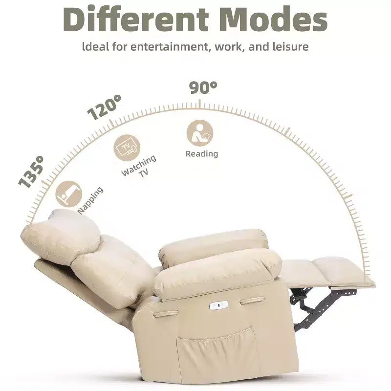 Poltrona Reclinabile Larga Oversize - Calore e Massaggio, Grande Recliner Manuale in Pelle PU per Adulti, con Imbottitura in Spugna 1.5X e Meccanismo di Reclining Facile