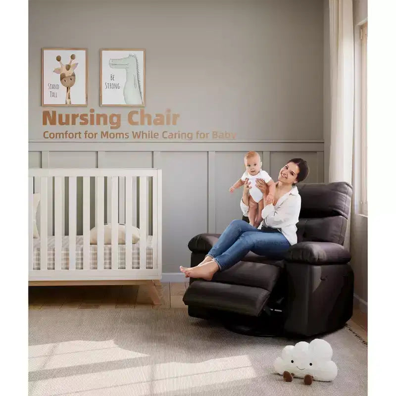 Poltrona Reclinabile Larga Oversize - Calore e Massaggio, Grande Recliner Manuale in Pelle PU per Adulti, con Imbottitura in Spugna 1.5X e Meccanismo di Reclining Facile