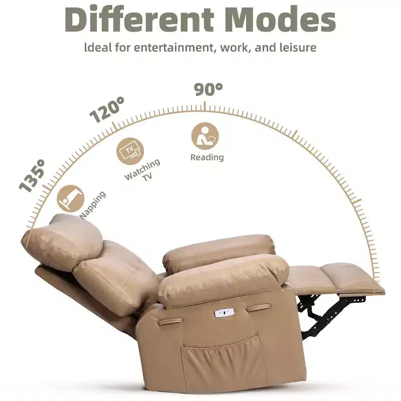 Poltrona Reclinabile Larga Oversize - Calore e Massaggio, Grande Recliner Manuale in Pelle PU per Adulti, con Imbottitura in Spugna 1.5X e Meccanismo di Reclining Facile