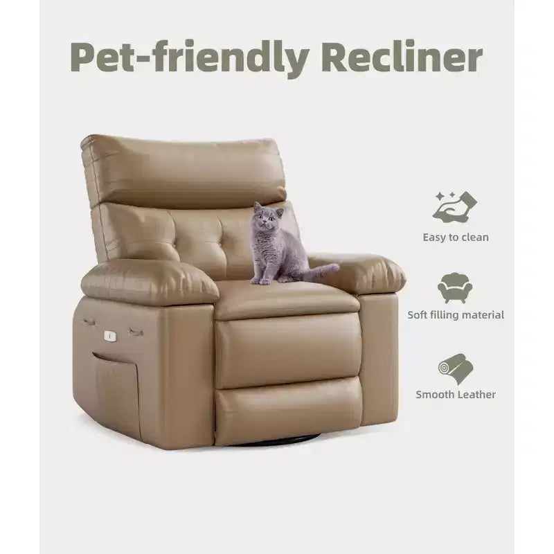 Poltrona Reclinabile Larga Oversize - Calore e Massaggio, Grande Recliner Manuale in Pelle PU per Adulti, con Imbottitura in Spugna 1.5X e Meccanismo di Reclining Facile