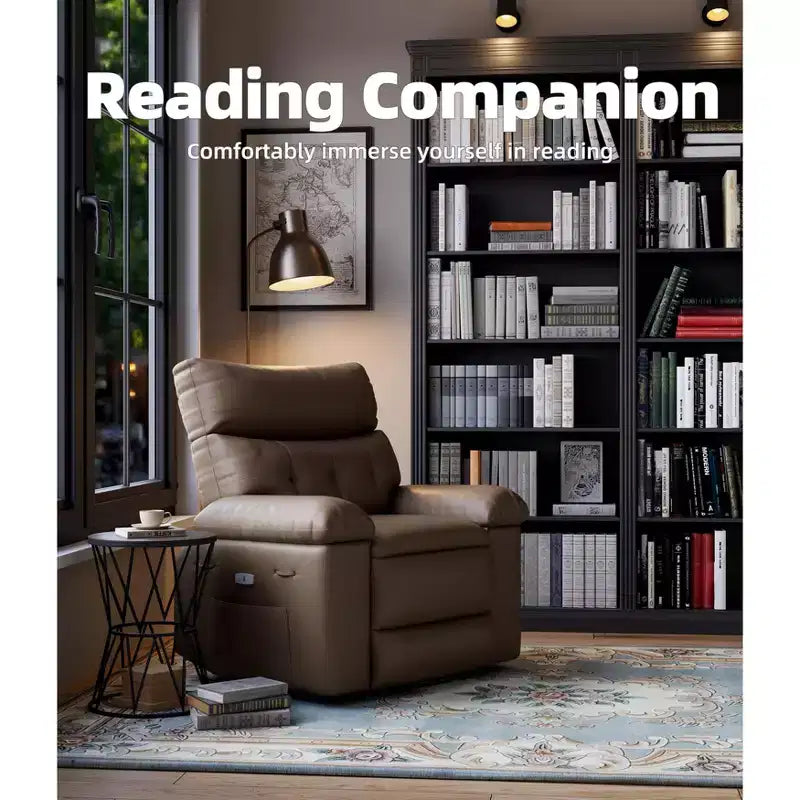 Poltrona Reclinabile Larga Oversize - Calore e Massaggio, Grande Recliner Manuale in Pelle PU per Adulti, con Imbottitura in Spugna 1.5X e Meccanismo di Reclining Facile
