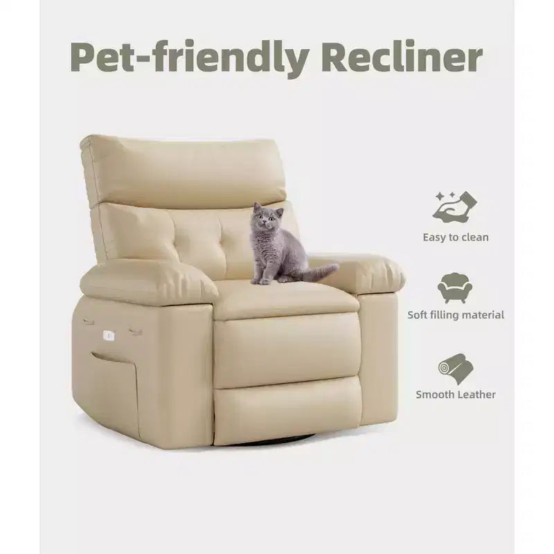 Poltrona Reclinabile Larga Oversize - Calore e Massaggio, Grande Recliner Manuale in Pelle PU per Adulti, con Imbottitura in Spugna 1.5X e Meccanismo di Reclining Facile