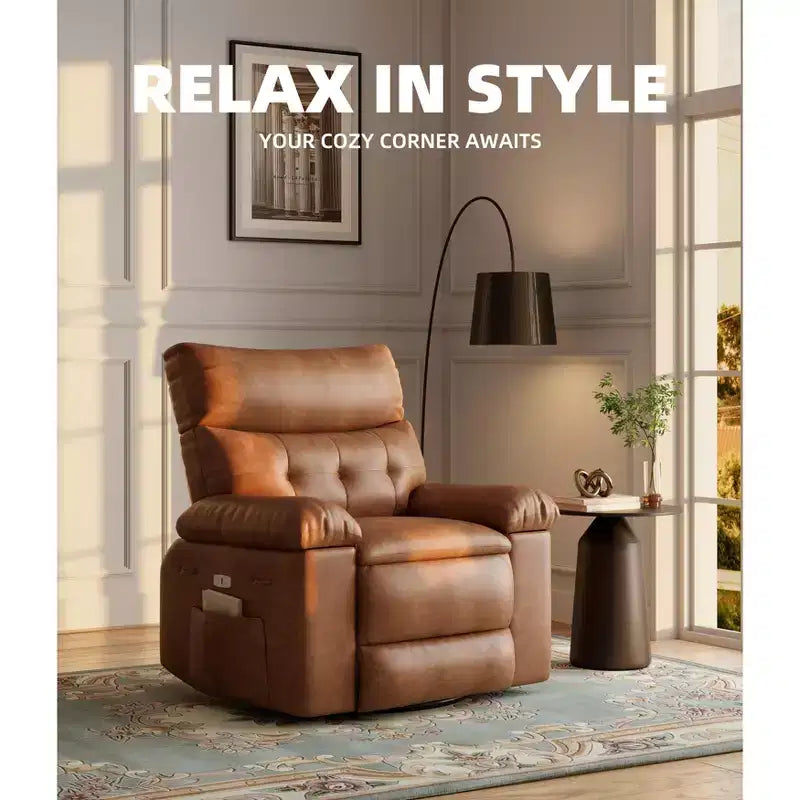 Poltrona Reclinabile Larga Oversize - Calore e Massaggio, Grande Recliner Manuale in Pelle PU per Adulti, con Imbottitura in Spugna 1.5X e Meccanismo di Reclining Facile
