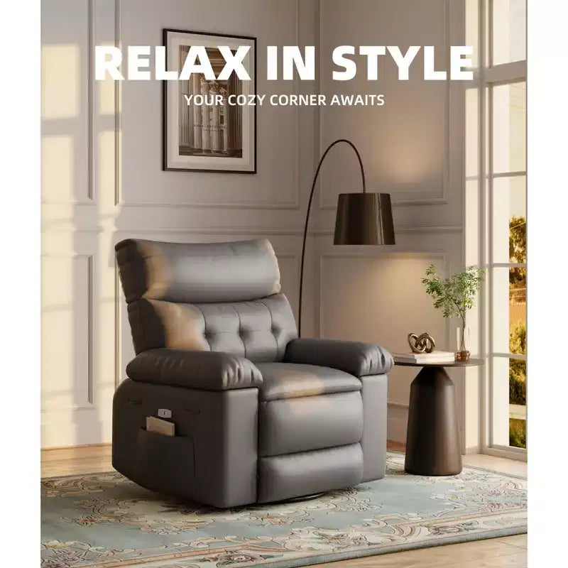 Poltrona Reclinabile Larga Oversize - Calore e Massaggio, Grande Recliner Manuale in Pelle PU per Adulti, con Imbottitura in Spugna 1.5X e Meccanismo di Reclining Facile