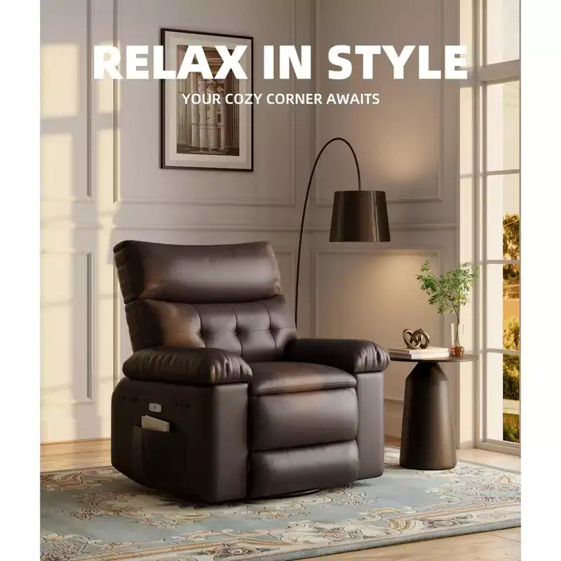 Poltrona Reclinabile Larga Oversize - Calore e Massaggio, Grande Recliner Manuale in Pelle PU per Adulti, con Imbottitura in Spugna 1.5X e Meccanismo di Reclining Facile