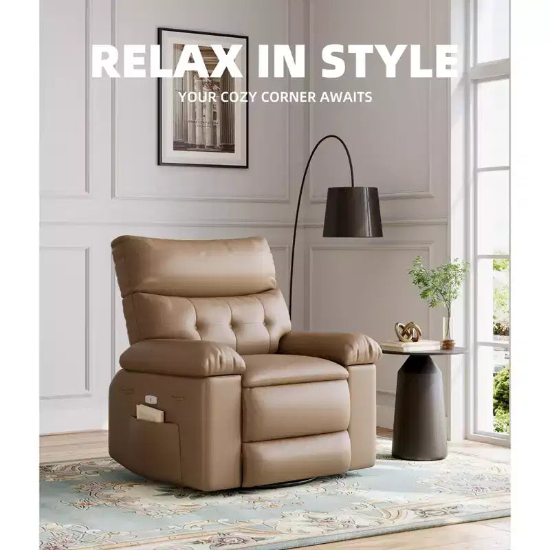 Poltrona Reclinabile Larga Oversize - Calore e Massaggio, Grande Recliner Manuale in Pelle PU per Adulti, con Imbottitura in Spugna 1.5X e Meccanismo di Reclining Facile