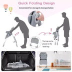Silla alta para bebés y niños pequeños, plegable, con altura y reclinación ajustables, bandeja extraíble para facilitar la limpieza, morado