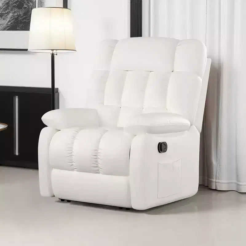 Poltrona reclinabile ergonomica con reclinazione regolabile da 110 a 160°, poggiapiedi e tasca laterale per soggiorno, colore beige