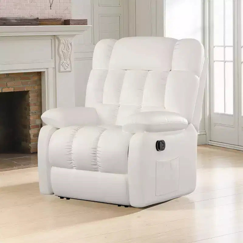 Poltrona reclinabile ergonomica con reclinazione regolabile da 110 a 160°, poggiapiedi e tasca laterale per soggiorno, colore beige