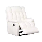 Ergonomische relaxstoel 110-160x met verstelbare kanteling, voetensteun en zijvak voor de woonkamer, beige