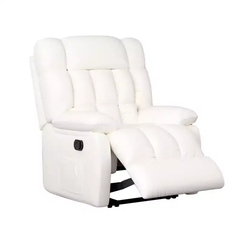 Poltrona reclinabile ergonomica con reclinazione regolabile da 110 a 160°, poggiapiedi e tasca laterale per soggiorno, colore beige