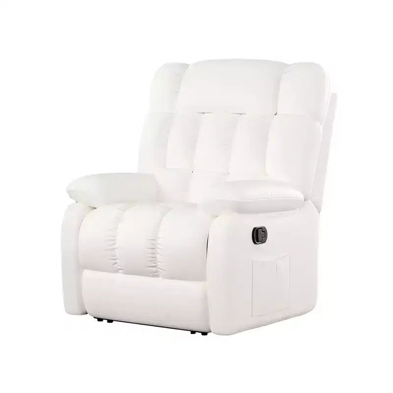 Poltrona reclinabile ergonomica con reclinazione regolabile da 110 a 160°, poggiapiedi e tasca laterale per soggiorno, colore beige