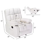 Ergonomische relaxstoel 110-160x met verstelbare kanteling, voetensteun en zijvak voor de woonkamer, beige