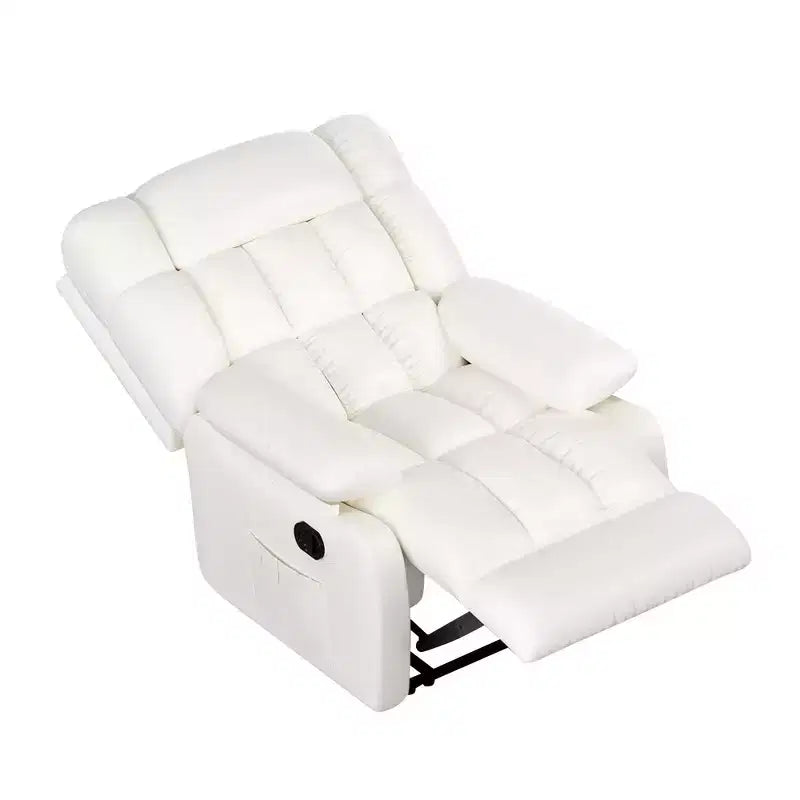 Poltrona reclinabile ergonomica con reclinazione regolabile da 110 a 160°, poggiapiedi e tasca laterale per soggiorno, colore beige