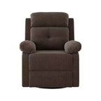 Schokoladenbrauner kleiner drehbarer Relaxsessel mit Wippfunktion, platzsparendes Design für Frauen, passend für Schlafzimmer und Wohnzimmer