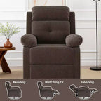 Schokoladenbrauner kleiner drehbarer Relaxsessel mit Wippfunktion, platzsparendes Design für Frauen, passend für Schlafzimmer und Wohnzimmer