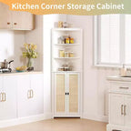 63.8 Tall Corner Storage Cabinet with Adjustable Shelves, Modern Freestanding Accent Cabinet for Bathroom, Kitchen, Living Room