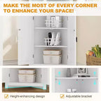 63.8 Tall Corner Storage Cabinet with Adjustable Shelves, Modern Freestanding Accent Cabinet for Bathroom, Kitchen, Living Room