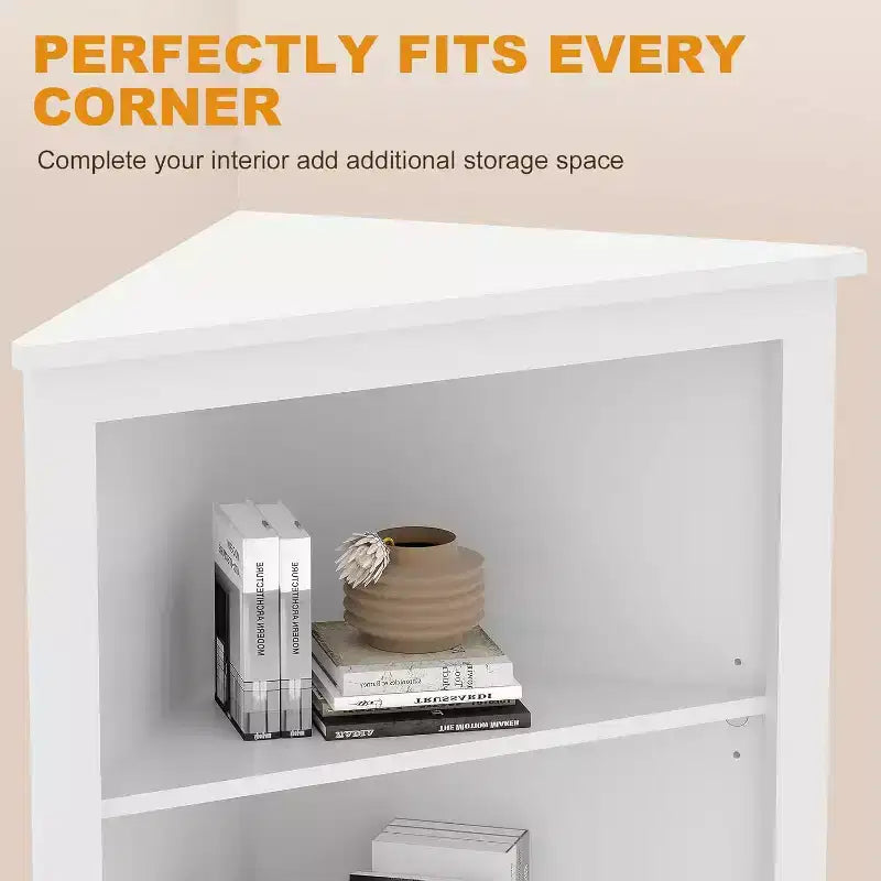 Mobiletto ad angolo alto 162 cm con ripiani regolabili, mobiletto moderno autoportante per bagno, cucina, soggiorno