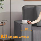 L-förmiges modernes 95-Sitzer-Ecksofa aus Cord mit breiten Streifen, seitlicher Chaiselongue und tiefer Chaiselongue für Wohnzimmer, Apartment