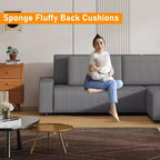 L-förmiges modernes 95-Sitzer-Ecksofa aus Cord mit breiten Streifen, seitlicher Chaiselongue und tiefer Chaiselongue für Wohnzimmer, Apartment