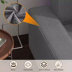 L-förmiges modernes 95-Sitzer-Ecksofa aus Cord mit breiten Streifen, seitlicher Chaiselongue und tiefer Chaiselongue für Wohnzimmer, Apartment