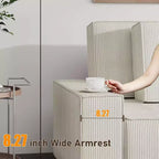 L-förmiges modernes 95-Sitzer-Ecksofa aus Cord mit breiten Streifen, seitlicher Chaiselongue und tiefer Chaiselongue für Wohnzimmer, Apartment