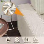 L-förmiges modernes 95-Sitzer-Ecksofa aus Cord mit breiten Streifen, seitlicher Chaiselongue und tiefer Chaiselongue für Wohnzimmer, Apartment