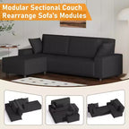 L-förmiges modernes 95-Sitzer-Ecksofa aus Cord mit breiten Streifen, seitlicher Chaiselongue und tiefer Chaiselongue für Wohnzimmer, Apartment