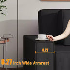 L-förmiges modernes 95-Sitzer-Ecksofa aus Cord mit breiten Streifen, seitlicher Chaiselongue und tiefer Chaiselongue für Wohnzimmer, Apartment