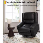 Oversized Power Lift Recliner Chair - Heat and Massage, PU Leather Electric Lift Recliner for Elderly & Mobility Impaired, Heavy Duty Lift Chair