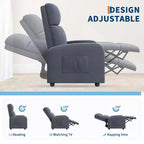 Fauteuil inclinable pour adulte, canapé individuel réglable avec poche latérale, dossier haut, accoudoirs larges et assise rembourrée, siège pour le salon