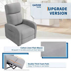 Fauteuil inclinable pour adulte, canapé individuel réglable avec poche latérale, dossier haut, accoudoirs larges et assise rembourrée, siège pour le salon