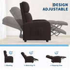 Fauteuil inclinable pour adulte, canapé individuel réglable avec poche latérale, dossier haut, accoudoirs larges et assise rembourrée, siège pour le salon