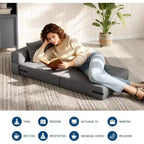 Folding Sofa Bed Sleeper Chair, Convertible Futon Couch with Pillow, Single Size Foldable Mattress for Living Room, Dorm, Apartment & Home Office