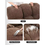 Drehbarer Schaukel-Relaxsessel für Erwachsene, übergroßer Chenille-Gleiter, manuelle Neigungsverstellung, Fußstütze, um 360° drehbar, Wohnzimmer/Kinderzimmer