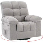 Drehbarer Schaukel-Relaxsessel für Erwachsene, übergroßer Chenille-Gleiter, manuelle Neigungsverstellung, Fußstütze, um 360° drehbar, Wohnzimmer/Kinderzimmer
