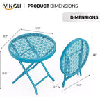 Mesa auxiliar plegable para patio, mesa pequeña de exterior con estampado floral duradero y resistente estructura metálica en forma de X, ideal, azul, paquete de 1