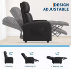 PU-Leder-Relaxsessel, bequemer Einsitzer mit Seitentasche, hoher Rückenlehne und breiten gepolsterten Armlehnen, Heimkinositz für Wohnzimmer und Schlafzimmer